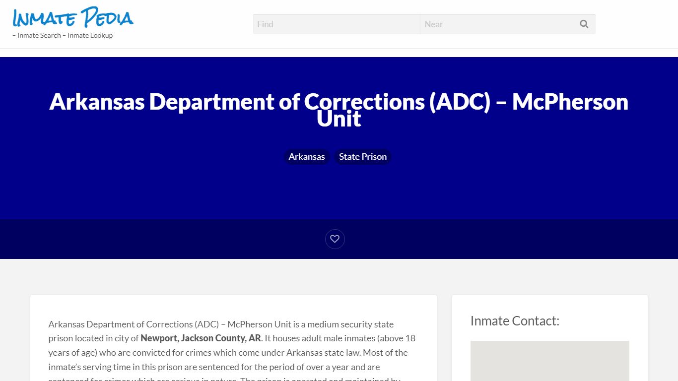 Arkansas Department of Corrections (ADC) - Inmate Search